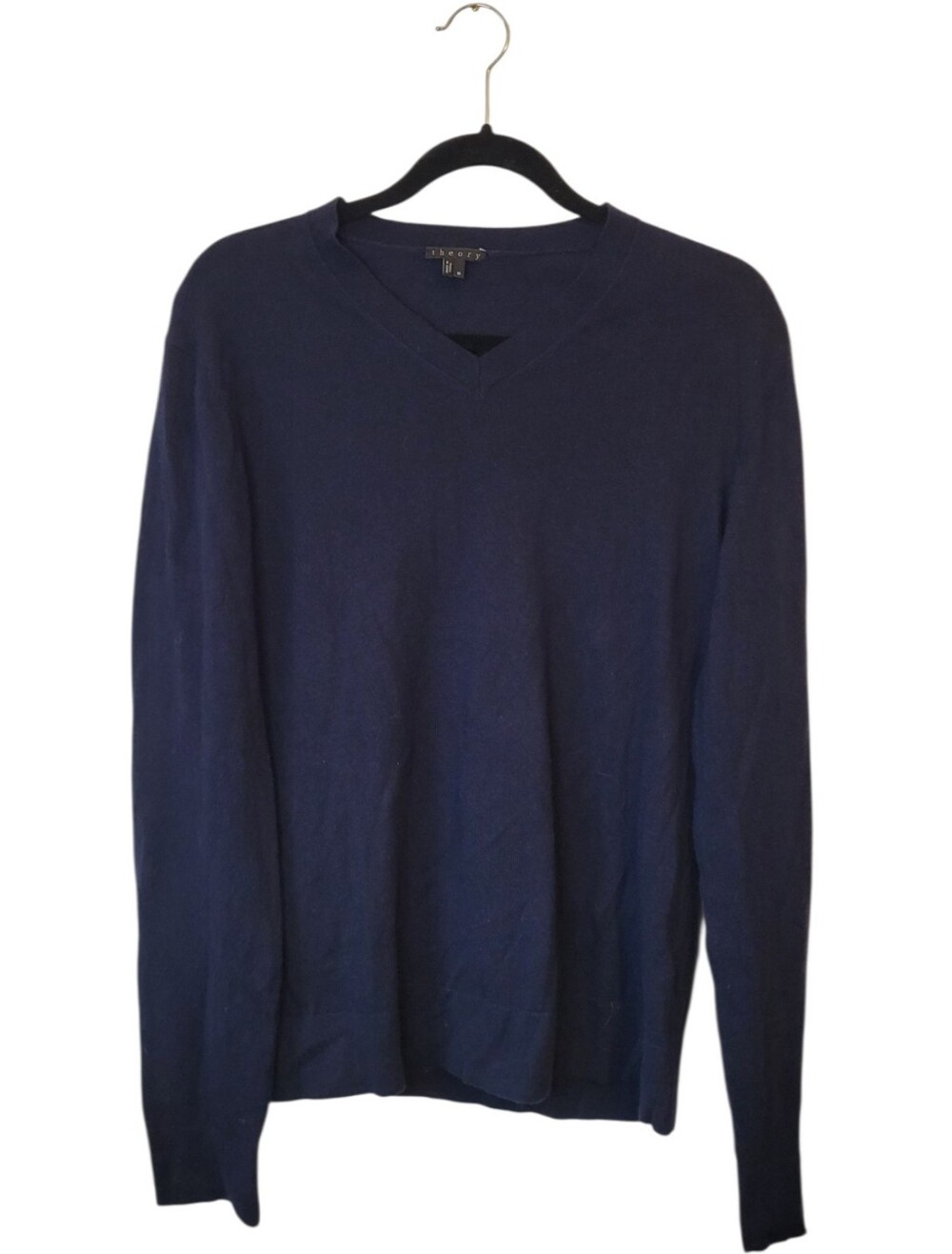 Theory Cotton/Cashmere Men's V-Neck Sweater - Navy Size M